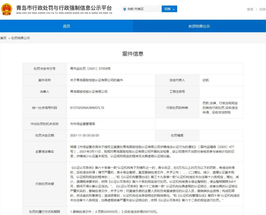 企業(yè)選擇認(rèn)證機(jī)構(gòu)要注意了！涉嫌出具虛假認(rèn)證結(jié)論，一機(jī)構(gòu)被罰